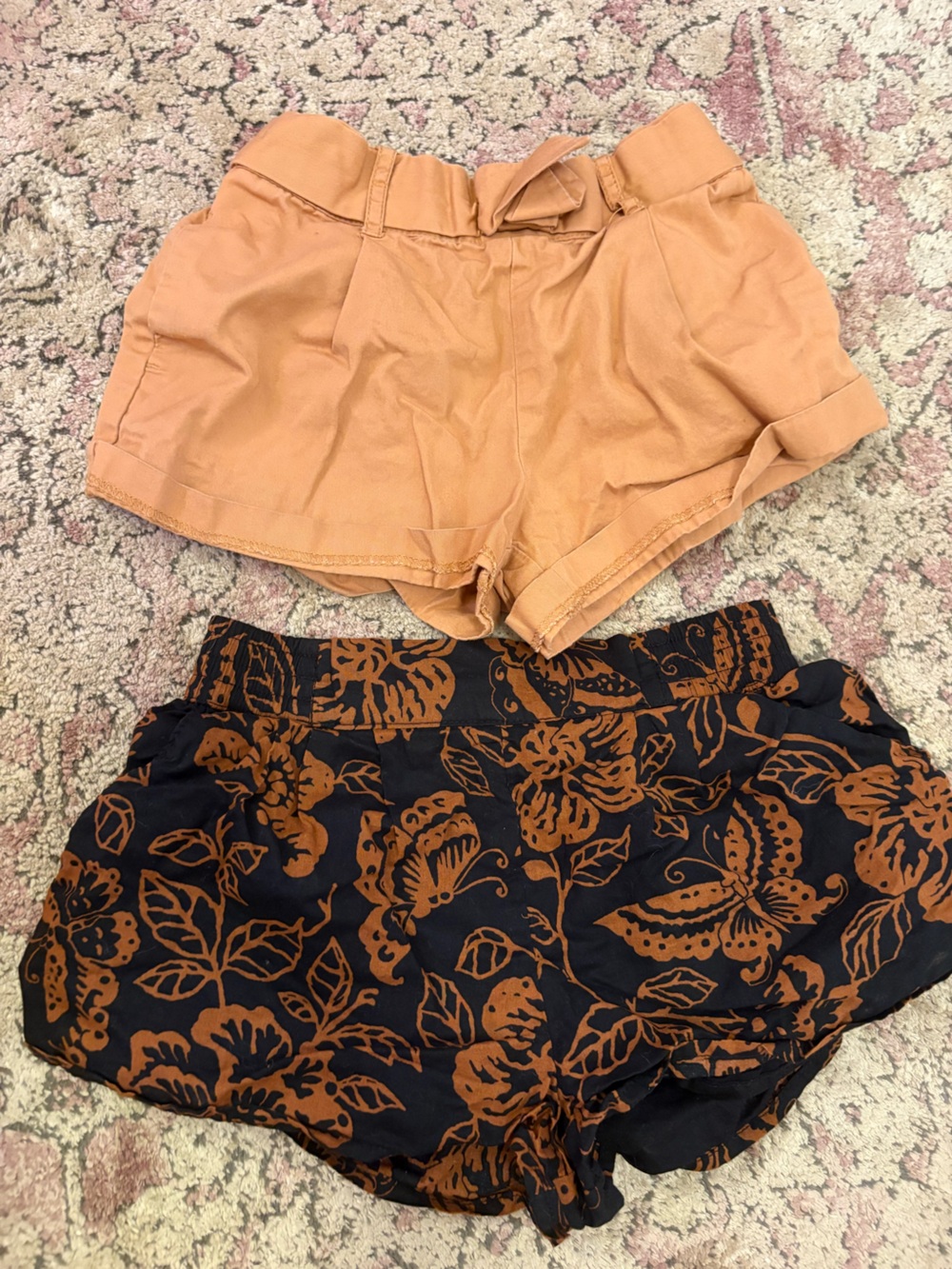 Janie and Jack Black and Rust Floral & Solid Shorts Set